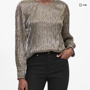Banana Republic Shimmering Blouse with Smocked Sleeves